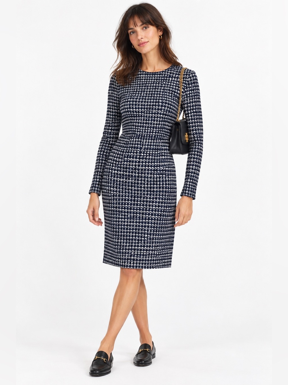 Tory Burch Silk Dress Size medium White and Blue Pattern